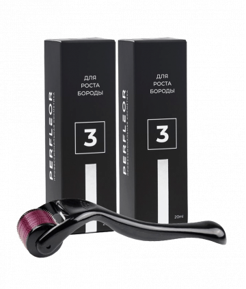 Perfleor набор Кислородная эмульсия 3, для роста бороды 20 мл. 2шт + Мезороллер
